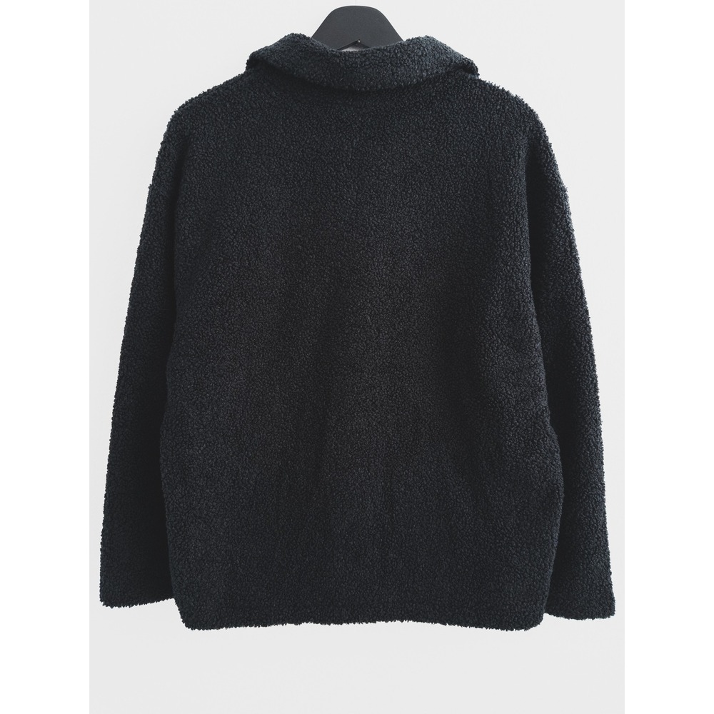 Teddy Bear Jacket‎ Womens Medium Black Fleece Button Up Sherpa Shacket Outdooor - Picture 3 of 6